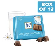 Ritter Sport Chocolate Block  Alpine Milk Chocolate 100g  12 Pack