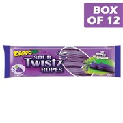 Zappo Sour Twist Ropes Grape 50g  12 Pack