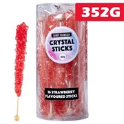 Crystal Candy Sticks Strawberry 16 Pack