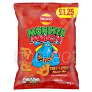 Monster Munch Sweet  Spicy Flamin Hot Grab Bag 72g18 Pack