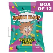 Bubble Blast Super Sour Bubble Gum Bag 70g  12 Pack