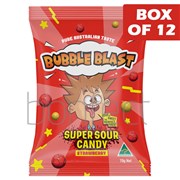 Bubble Blast Super Sour Strawberry Bag 70g  12 Pack