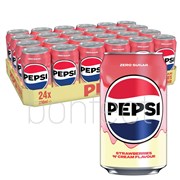 Pepsi Strawberries N Cream Soda Zero Sugar Can 330ml  24 Pack